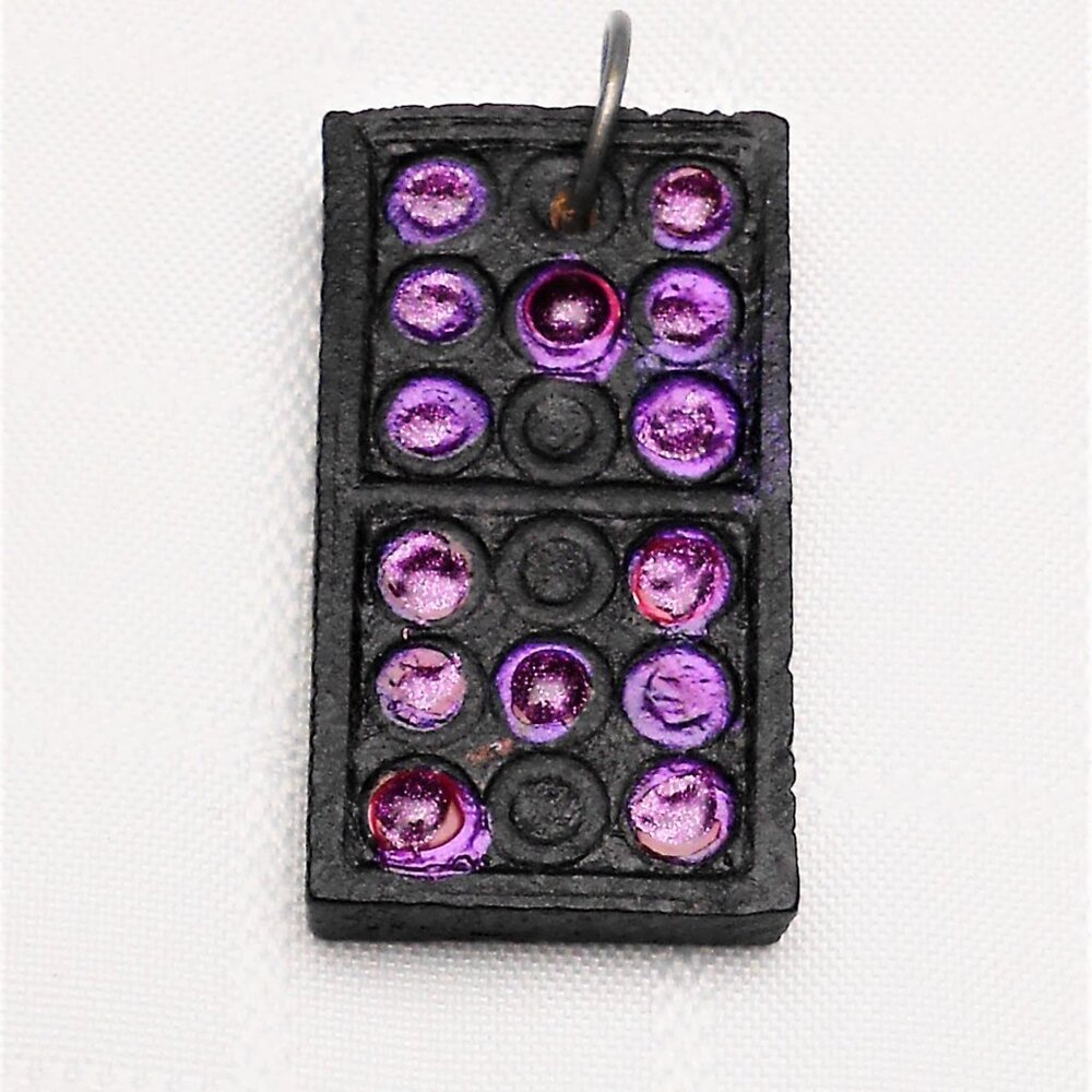 No.3. Two seven dots handmade dominos tiles pendants